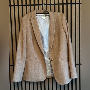 J. Crew Women's Light Brown Tweed Single-Button Wool-Blend Blazer